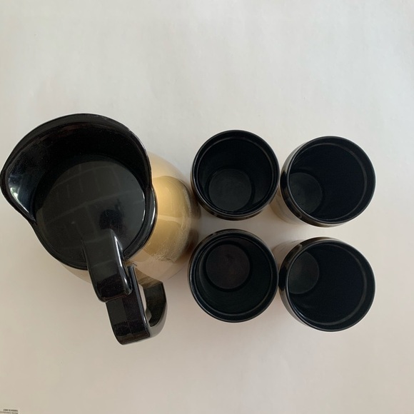 Vintage Thermo-Serv Insulated Deer Print 4 Cups & Carafe Gold & Black Hunter - Picture 6 of 11